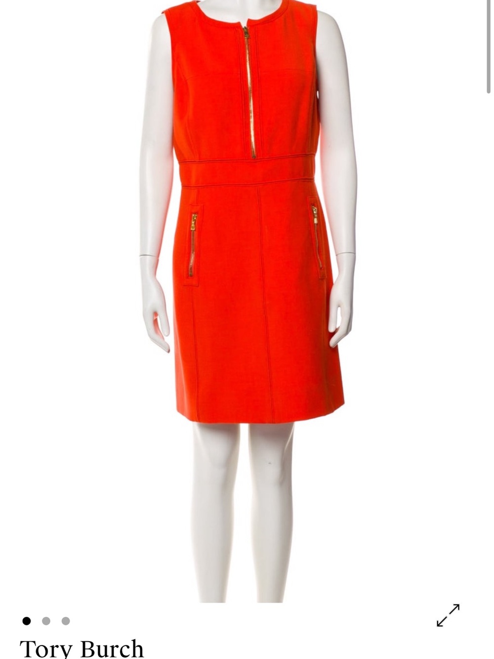 Tory Burch Bright Orange Sleeveless Zip-Front Mini Dress // size: M
